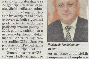 DRUGI O NAMA: Hadžović- SIPA i Granična policija najučinkovitije